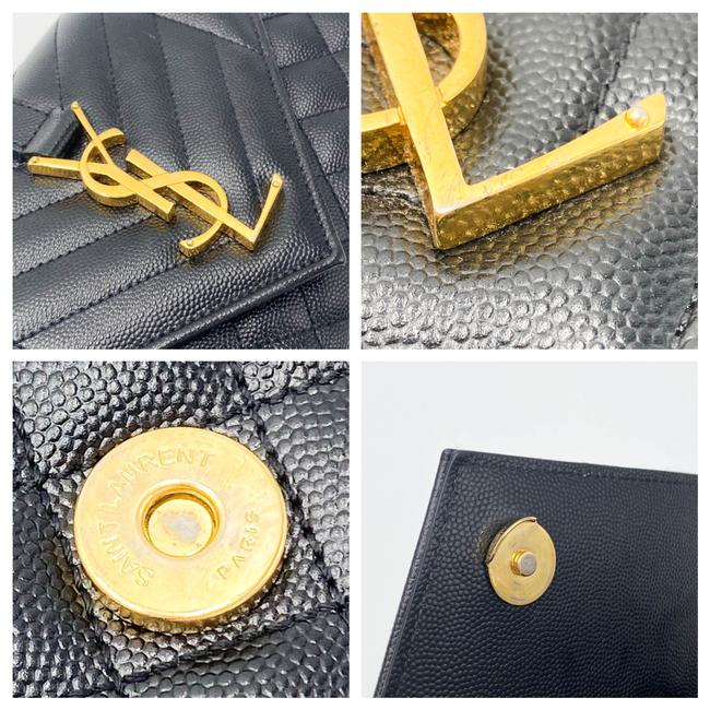 Saint Laurent Monogram Envelope Grain De Poudre Textured Mixed Matelasse Triquilt Small Black Leather Shoulder Bag - image 12