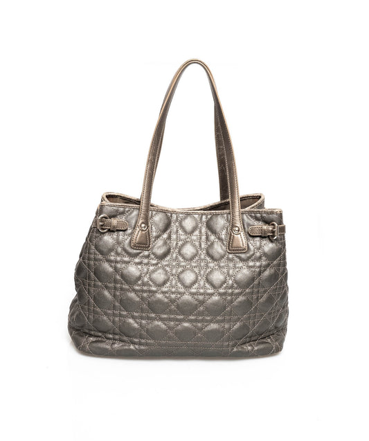 Christian Dior Cannage Grey Canvas Top handle Tote Bag PHW - AGL1349 - image 2