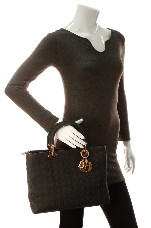 Vintage Cannage Large Lady Dior Bag - Black - image 2