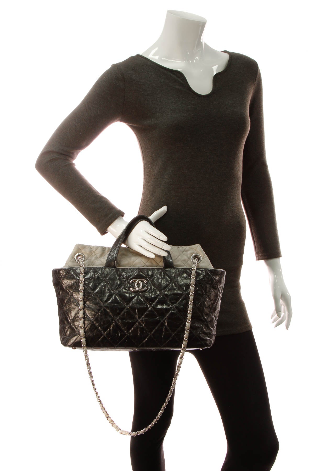 Quilted Tote Bag - Black/Gray - image 14