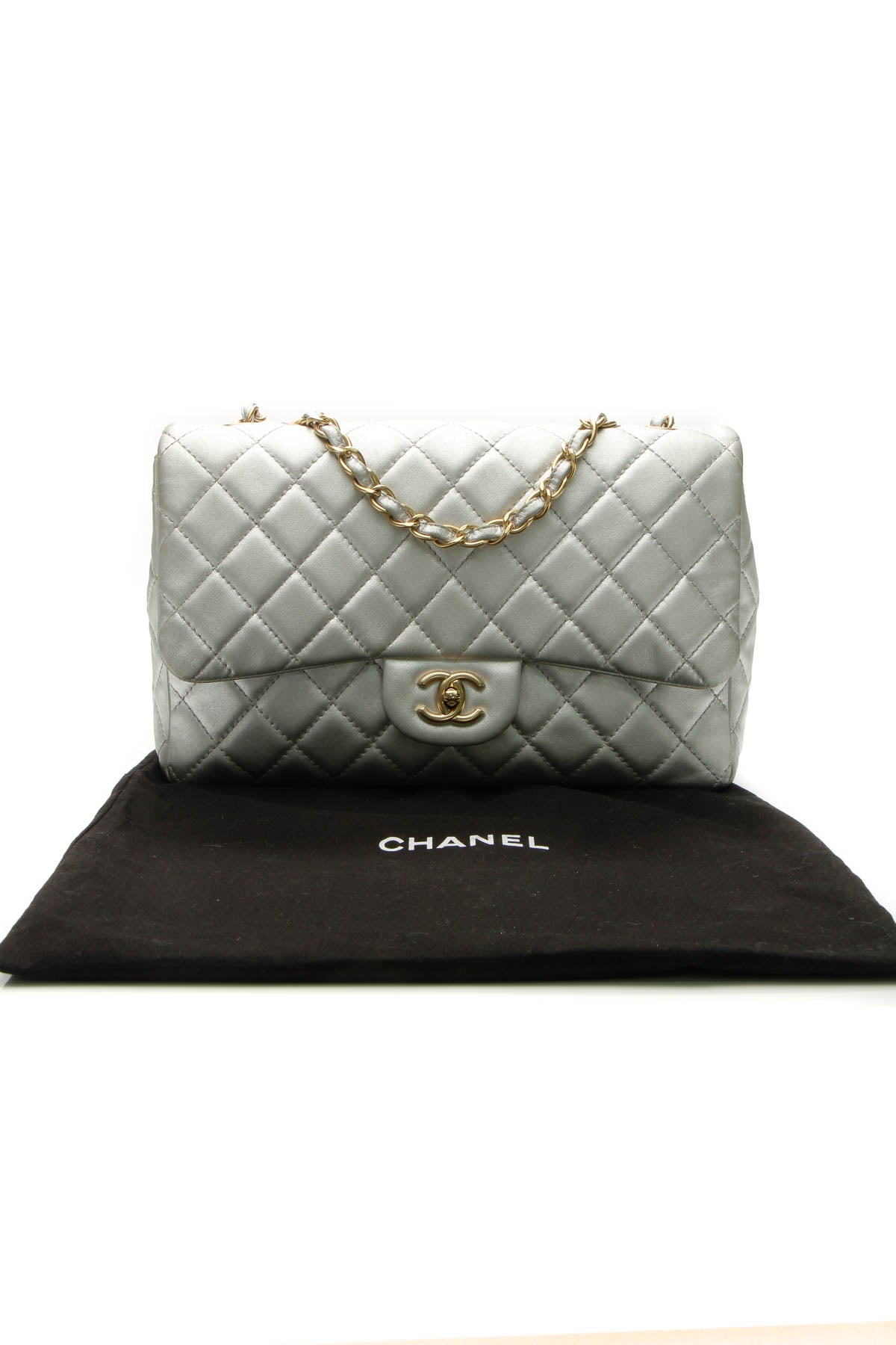 Classic Jumbo Single Flap Bag - Silver - image 12