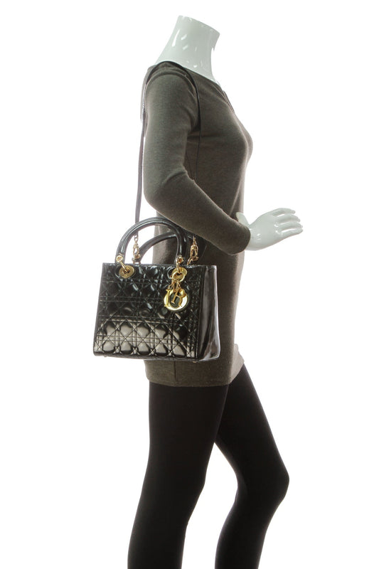 Vintage Medium Lady Dior Bag - Black - image 2