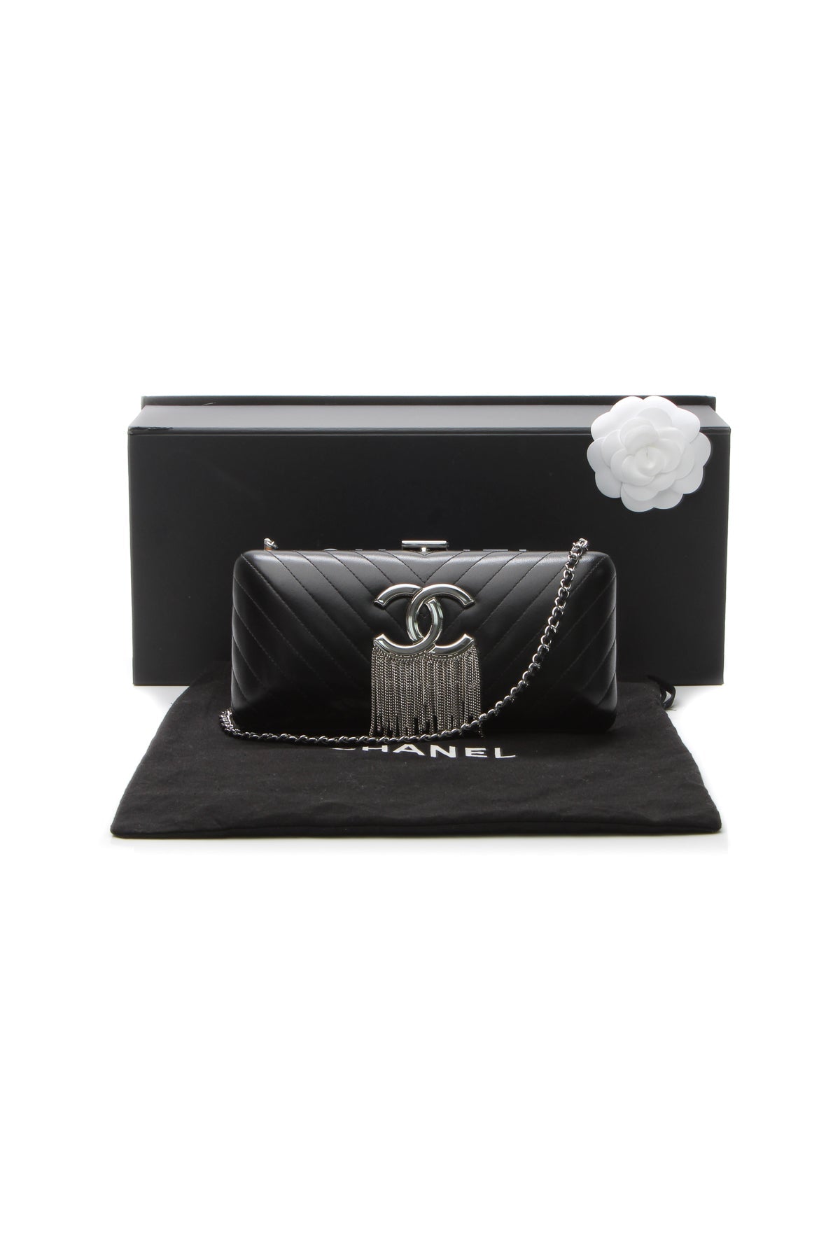 Chain Fringe Evening Bag - Black - image 9