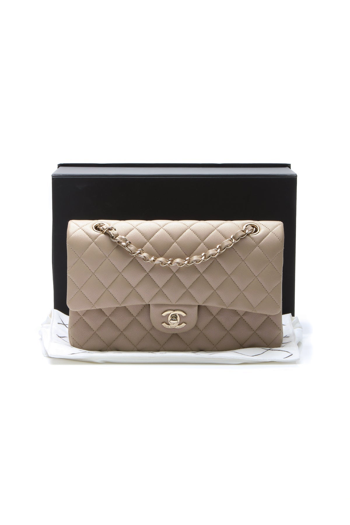 Chanel Iridescent Classic Medium Double Flap Bag - Dark Beige - photo 10