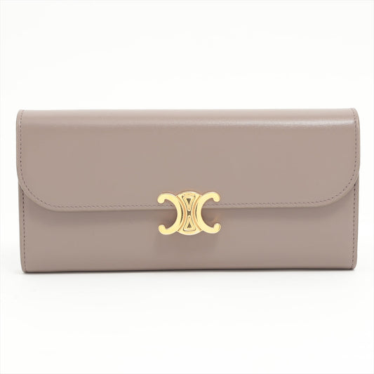 CELINE Triomphe Leather Large Long Wallet Taupe - photo 2