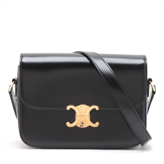 Celine Triomphe Teen Leather Shoulder Bag Black - photo 2