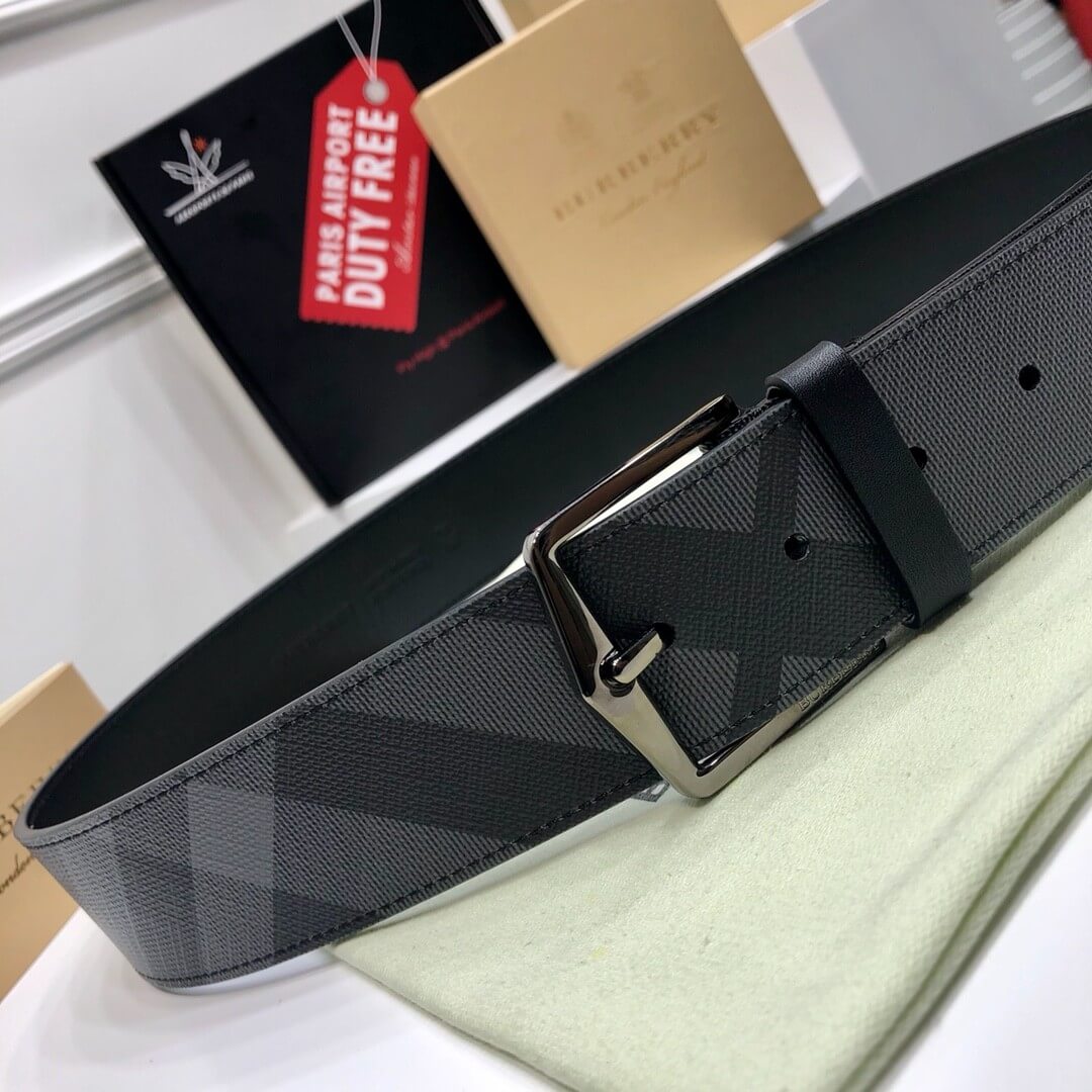 Burberry Black Check-Print Reversible Faux-Leather Belt - photo 7