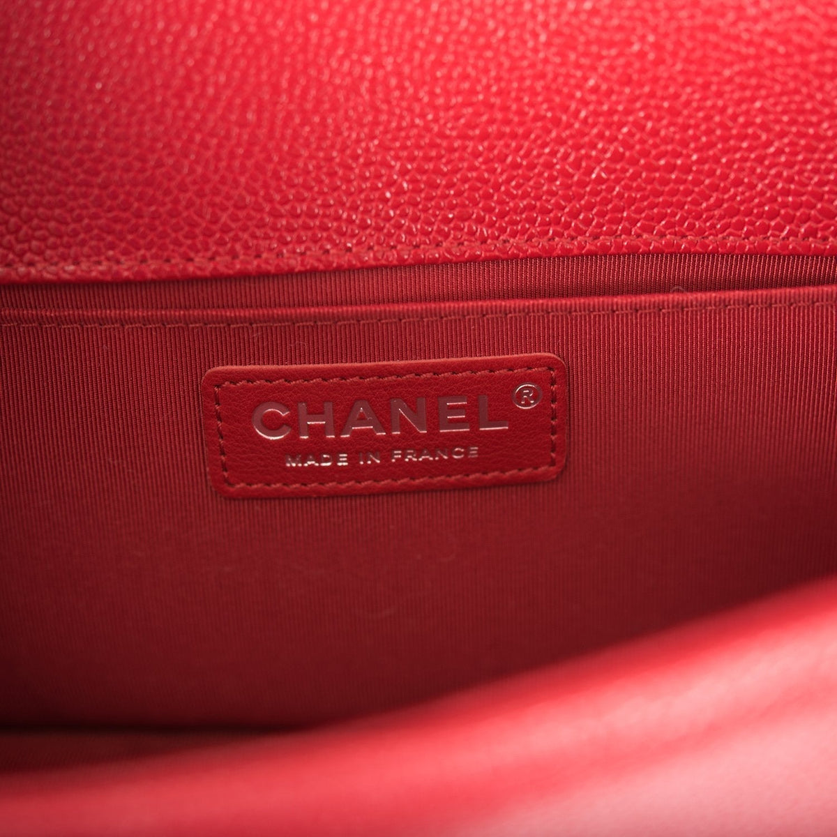 Chanel Red Chevron Caviar Medium Boy Bag Silver Hardware - photo 9