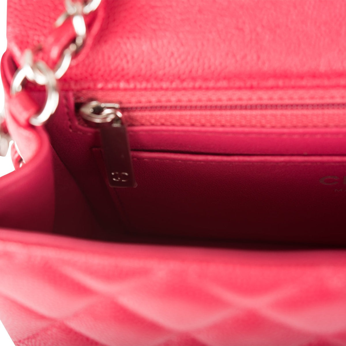 Chanel Mini Rectangular Flap Bag Red Caviar Silver Hardware - photo 9