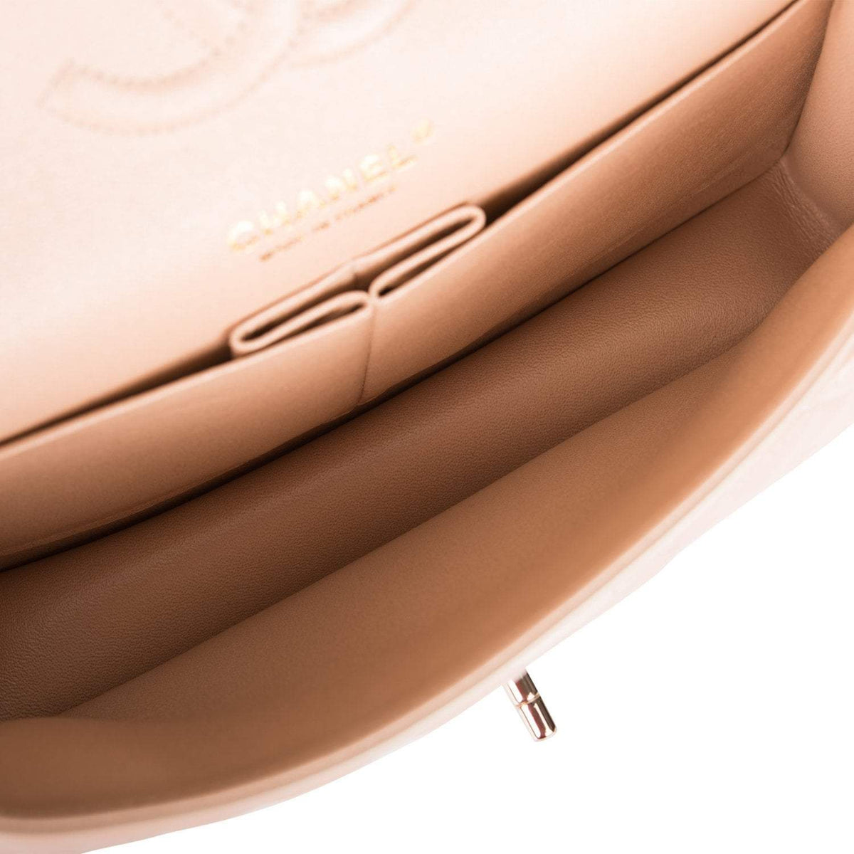 Chanel Medium Classic Double Flap Bag Beige Iridescent Calfskin Light Gold Hardware - image 9