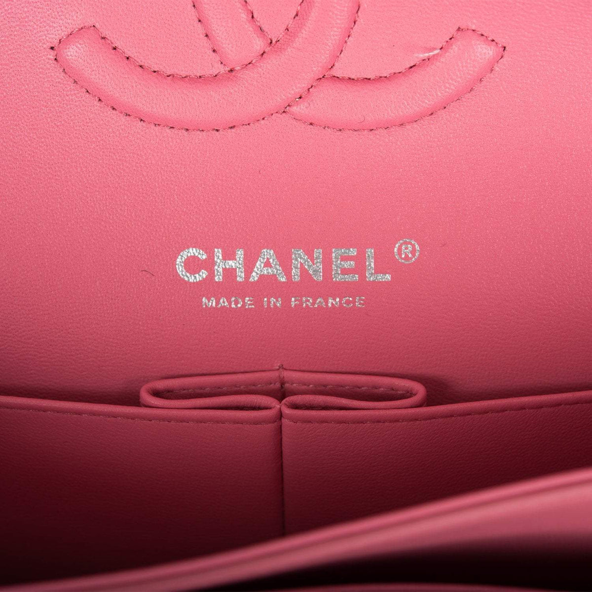 Chanel Medium Classic Double Flap Bag Rose Quilted Lambskin Silver Hardware - photo 8