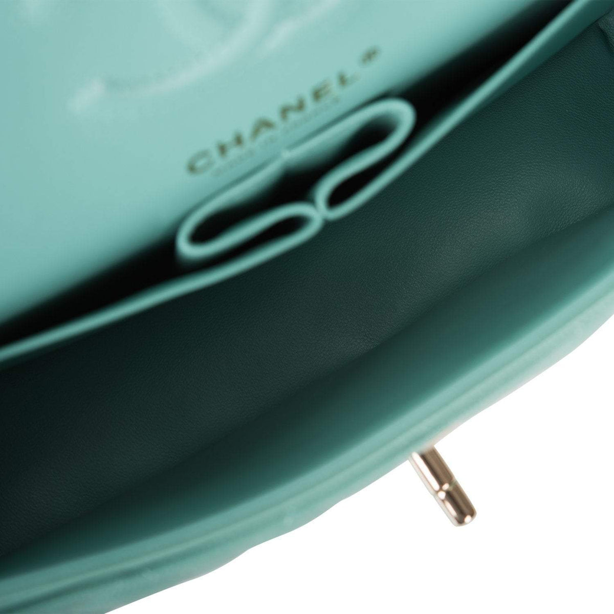 Chanel Light Green Quilted Caviar Small Classic Double Flap Bag Light Gold Hardware - photo 8