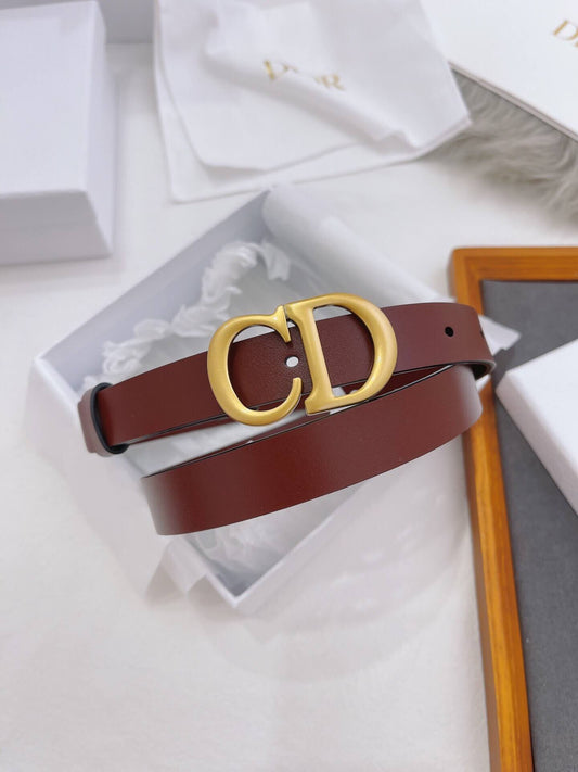CHRISTIAN DIOR CD Buckle Leather Belt in Burgundy - image 2
