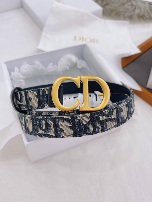 Dior Christian Dior 30 Montaigne Reversible Belt in Blue Smooth Calfskin and Dior Oblique Jacquard - photo 2