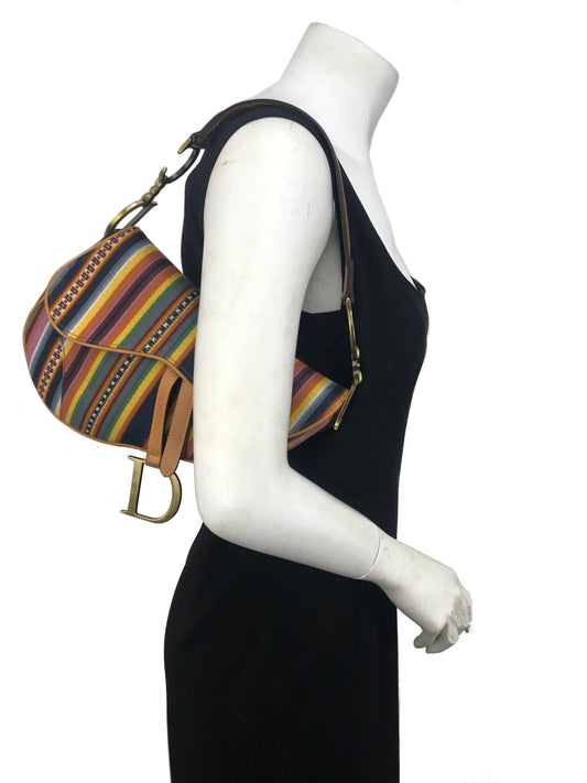 Dior Christian Dior Canvas Striped Saddle Bag - photo 2