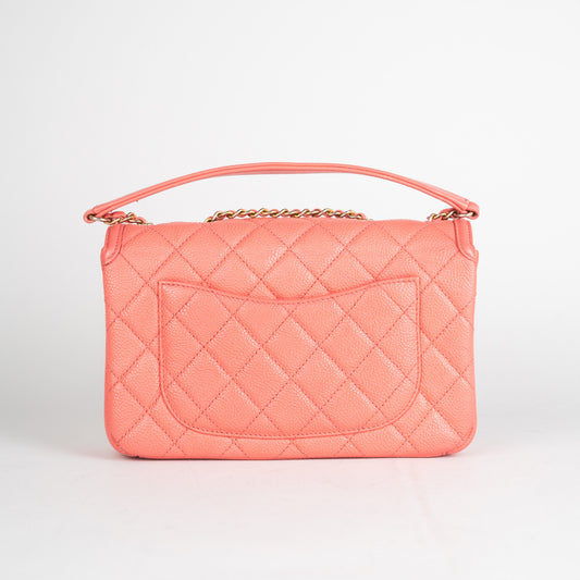 Chanel Filigree Quilted Caviar Small Coral Pink - photo 2
