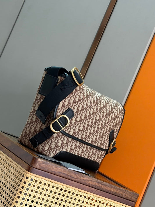 Mini Dior Jett Messenger Bag with Flap - Brown Dior Oblique Jacquard - image 2
