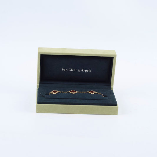 Van Cleef and Arpels Vintage 5 Motif Carnelian Bracelet - photo 2