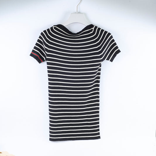 Gucci Striped Short Sleeve Wool Top - Size L - photo 2