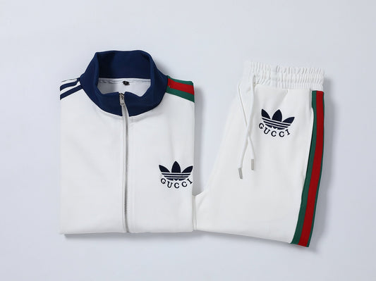 Gucci x adidas Trefoil Logo Web Stripe Tracksuit White Technical Jersey - photo 2