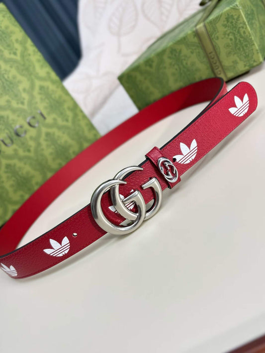 Gucci x adidas Women's GG Marmont Belt in Red/White with Gold-tone Buckle - image 2