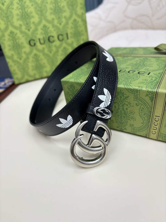 Gucci x adidas GG Marmont Belt Black/White with Silver-Tone Buckle - photo 2