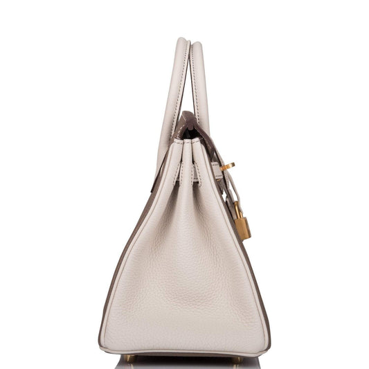 Hermes Birkin 25 Etoupe and Craie Togo Brushed Gold Hardware - image 2