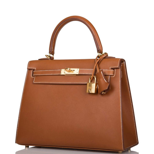 Hermès Kelly Sellier 25 Fauve Barenia Gold Hardware - photo 2
