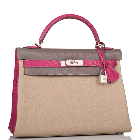 Hermes Kelly Retourne 32 Tosca, Gris Tourterelle and Etain Togo Brushed Palladium Hardware - image 2