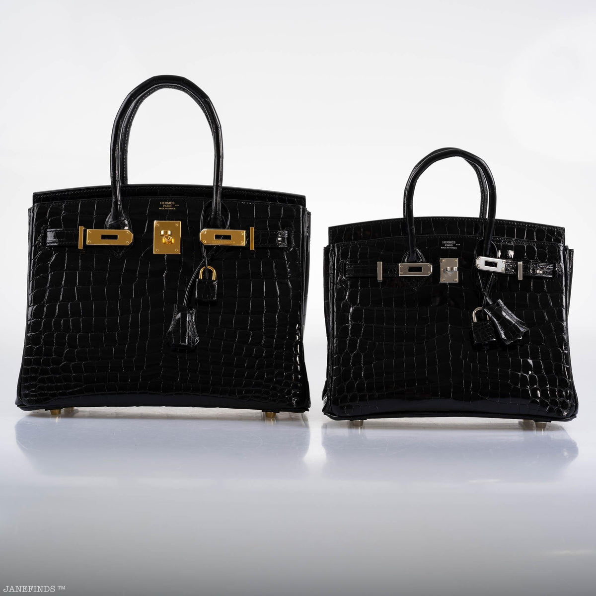 Hermes Birkin 25 Shiny Black Niloticus Crocodile with Palladium Hardware - 2019, D - image 12