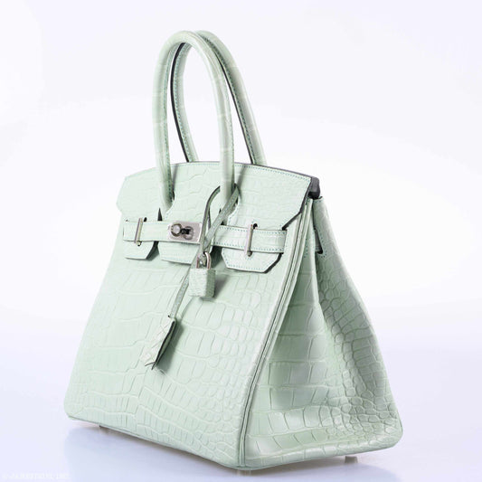 Hermes Birkin 30 Vert D'Eau Matte Alligator Palladium Hardware - 2019, D - image 2