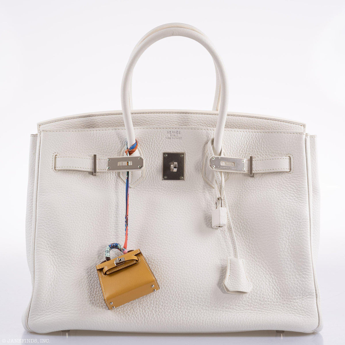 Hermes Birkin 35 White Clemence leather Palladium Hardware - N Square - image 13