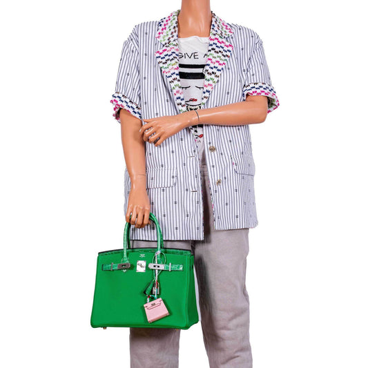 Hermes Birkin Touch 30 Bambou (Bamboo) Togo & Cactus Niloticus Crocodile Palladium Hardware - 2020, Y - image 2