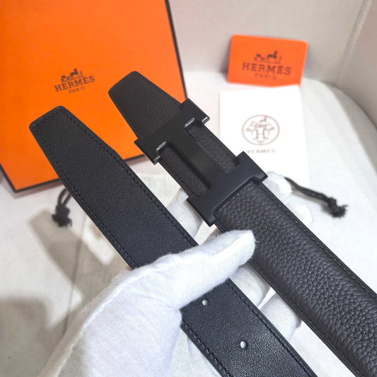 Hermès Constance Reversible H Belt 32mm - Chocolate Togo/Black Box - Matte Black PVD - photo 2