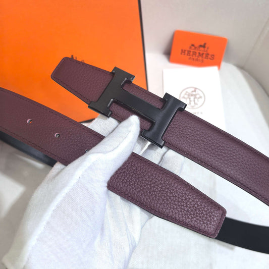 Hermès Constance Reversible H Belt 32mm - Rouge H Togo/Black Box - Matte Black PVD - photo 2