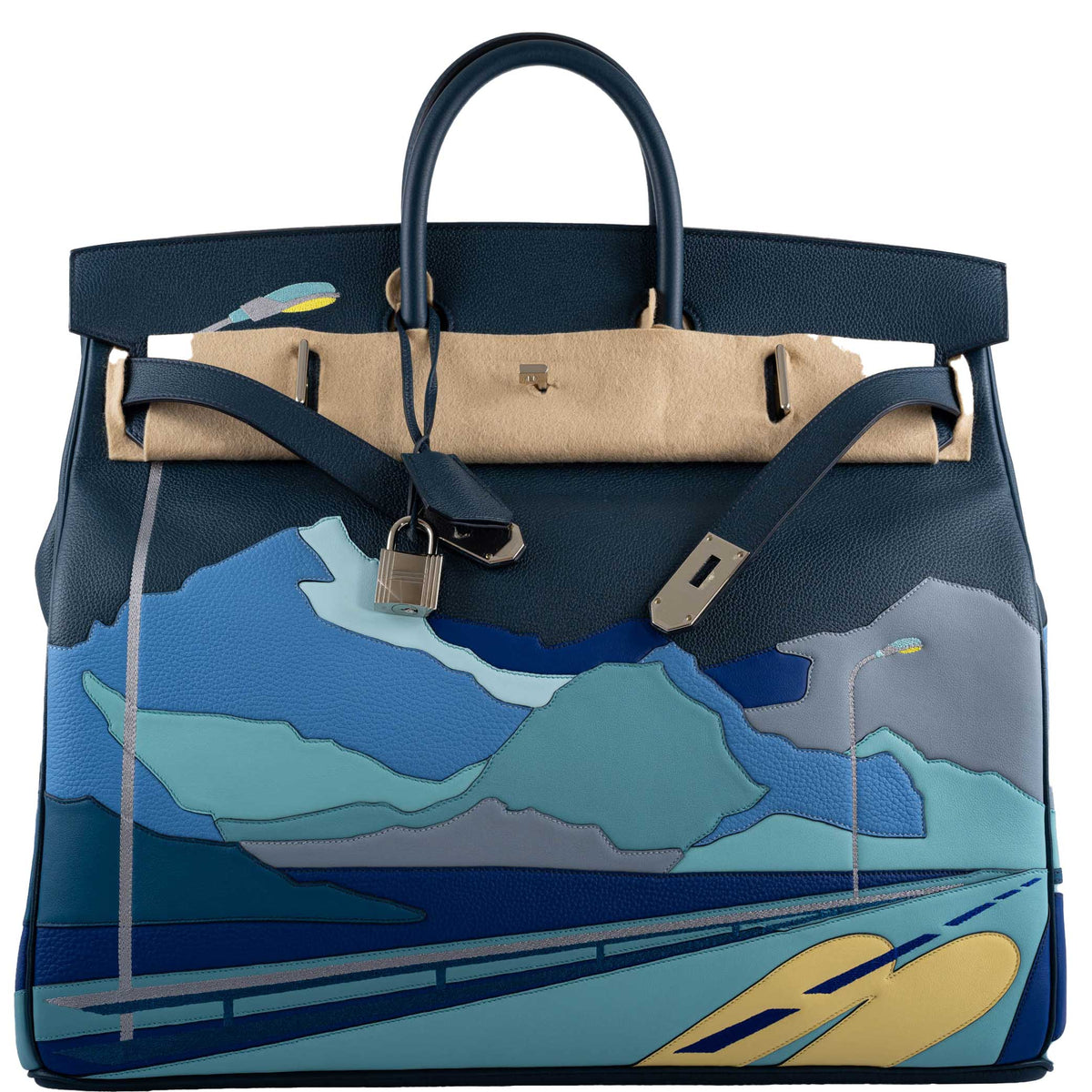 Hermès HAC Birkin 50 "Endless Road" Limited, Bleu de Prusse Togo Palladium Hardware - 2019, D - photo 11