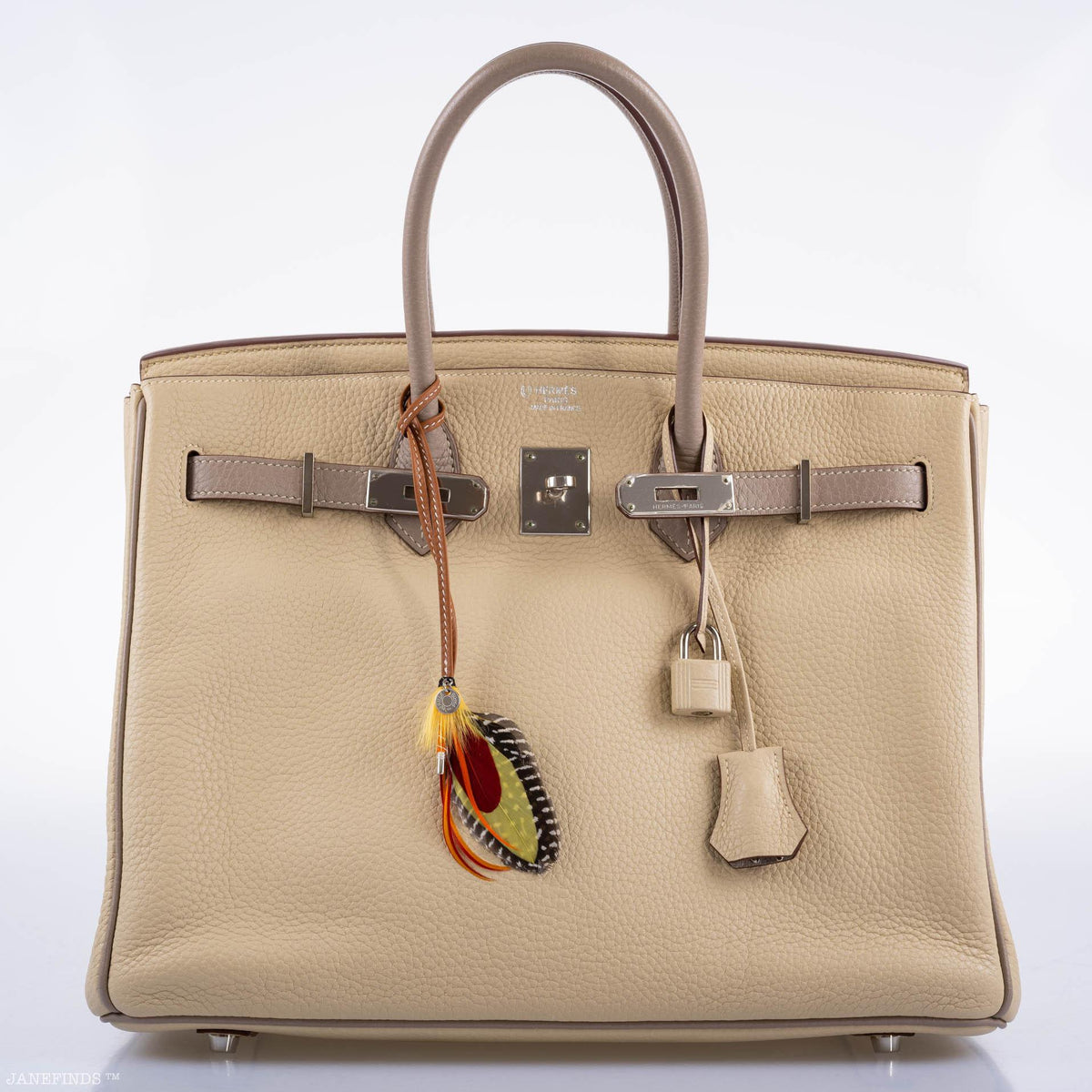 Hermes HSS Birkin 35 Parchemin & Etoupe Epsom with Palladium Hardware - 2010, N Square - image 16