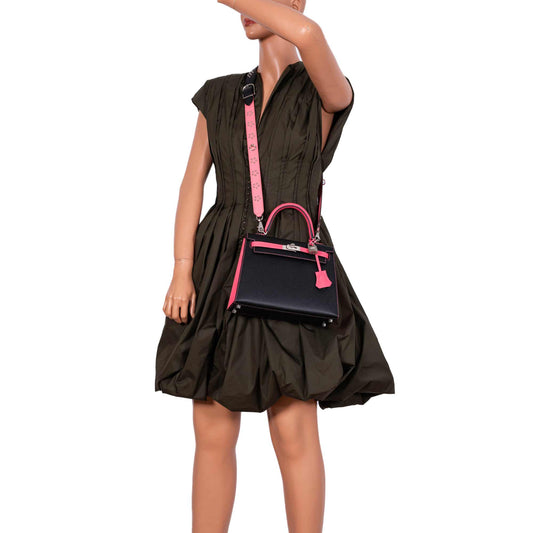 Hermes HSS Kelly 25 Sellier Rose Azalee & Black Epsom with Brushed Palladium Hardware - 2019, D - image 2
