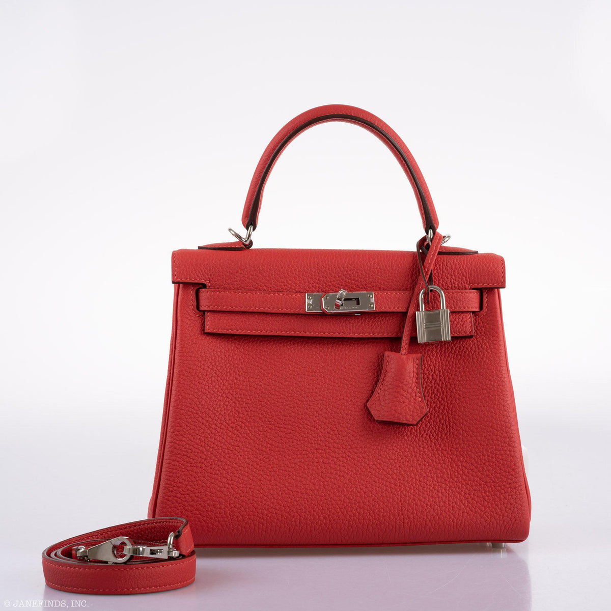 Hermès Kelly 25 Retourne Rouge Pivoine Togo Palladium Hardware - 2019, D - photo 14