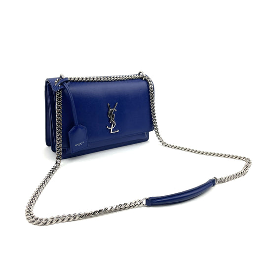 Saint Laurent Medium Sunset Shoulder Bag- Blue - photo 2