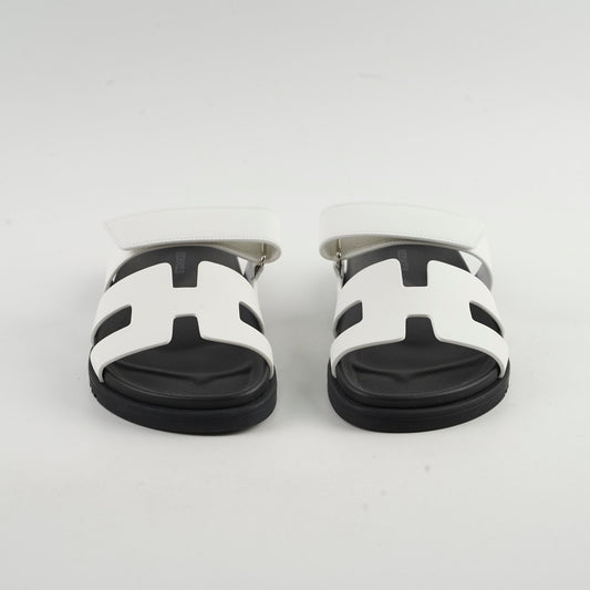 Hermes Chypre Sandals Size 37.5 White - photo 2
