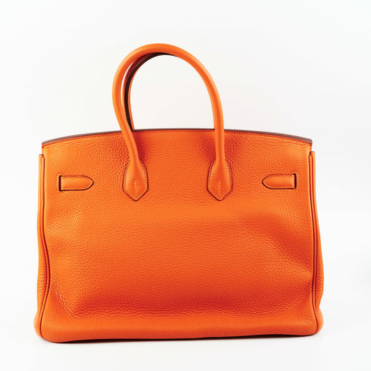 Hermes Birkin 35 Clemence Orange O Square Stamp - photo 2