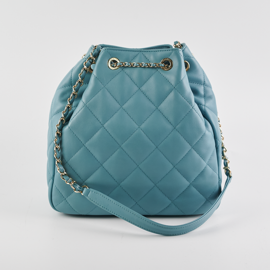ITEM 16 - Chanel Drawstring Bucket Bag Light Blue - photo 2
