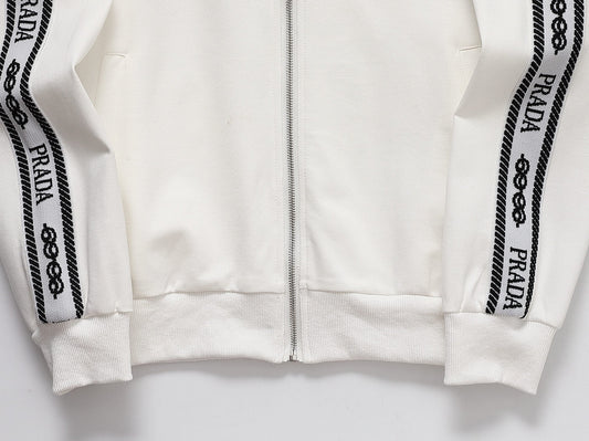 Prada Milano Logo Side Band Technical Jersey Tracksuit White - photo 2