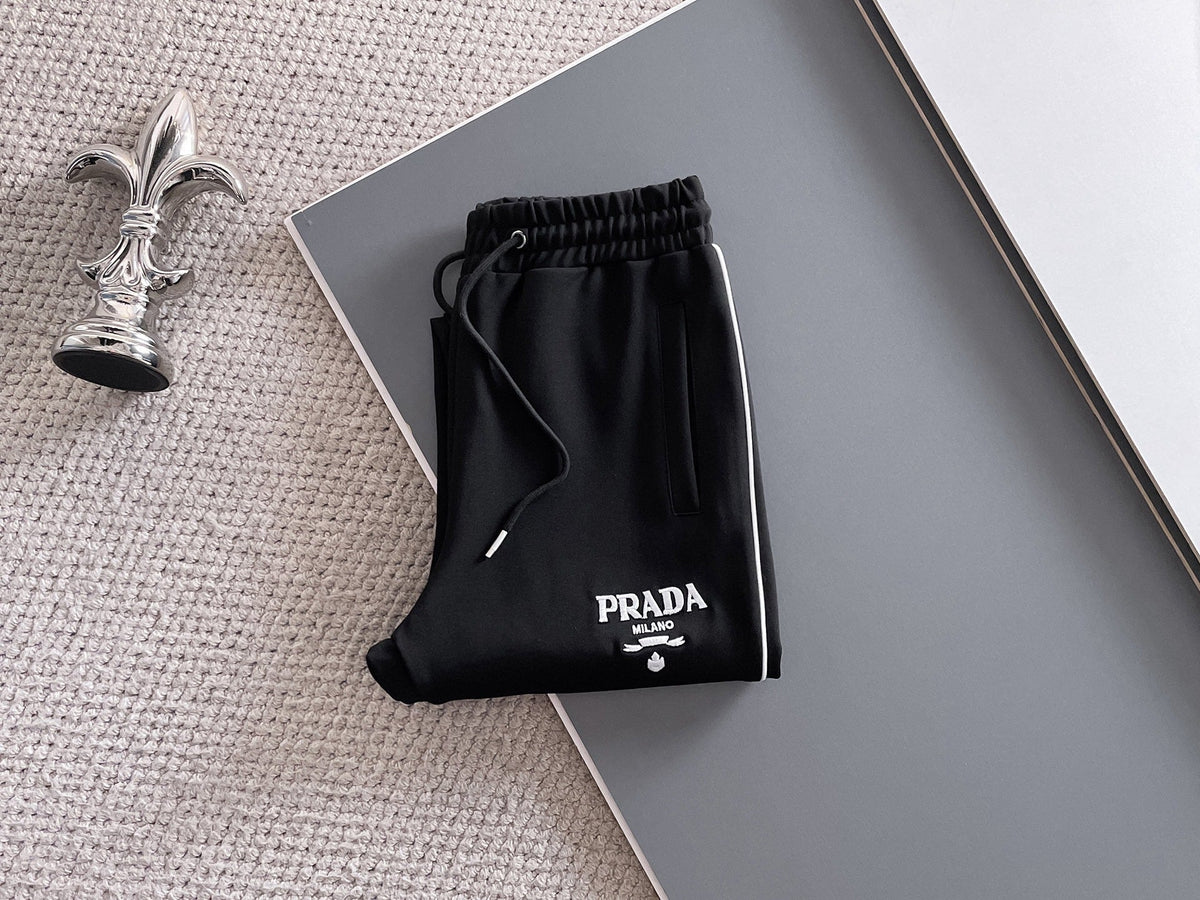 Prada Milano Tracksuit Set - Black Technical Knit Piping Zip Jacket & Pants - photo 9