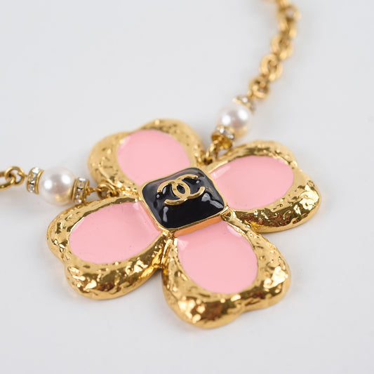 Chanel Gold Camelia Flower Pendant with Pearls Necklace Costume Jewellery - photo 2