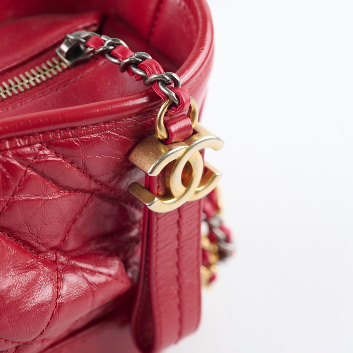 Chanel Small Gabrielle Bag Red Logo Strap - photo 11