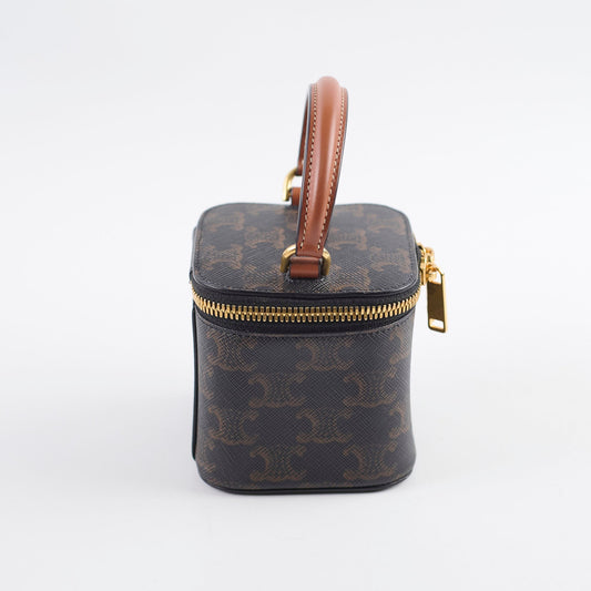 Celine Triomphe Mini Vanity Canvas with Top Handle Brown - photo 2