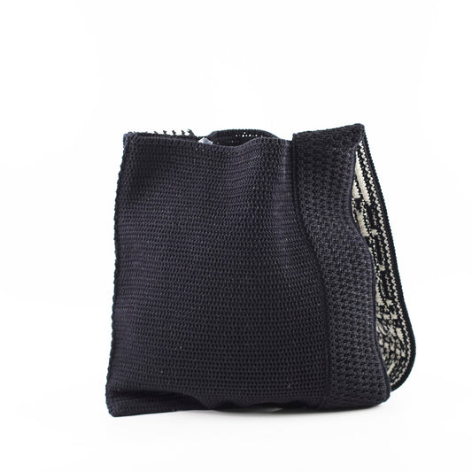 Celine Hand-Crocheted Black Cotton Shoulder Bag - photo 2