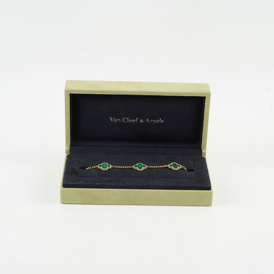 Van Cleef & Arpels Malachite Vintage Alhambra 5 Motifs Bracelet - photo 2